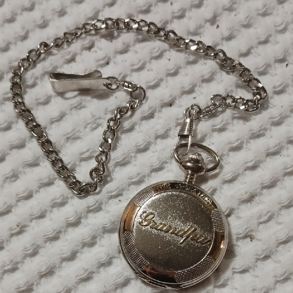 Silver For A Grandpa Pocket Watch Fob with Chain